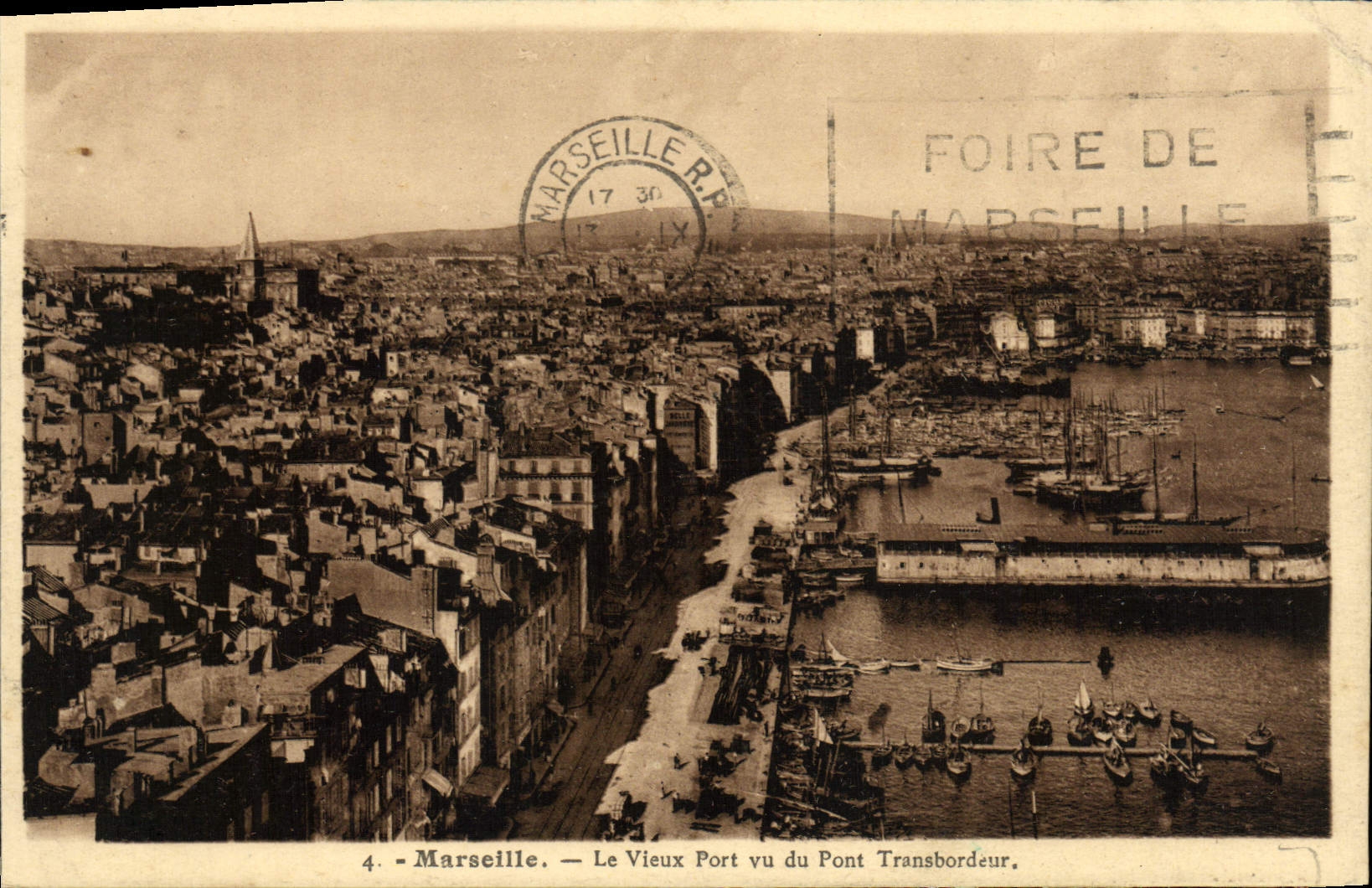 CPA Marseille Le Vieux Port vu du Pont Transbordeur