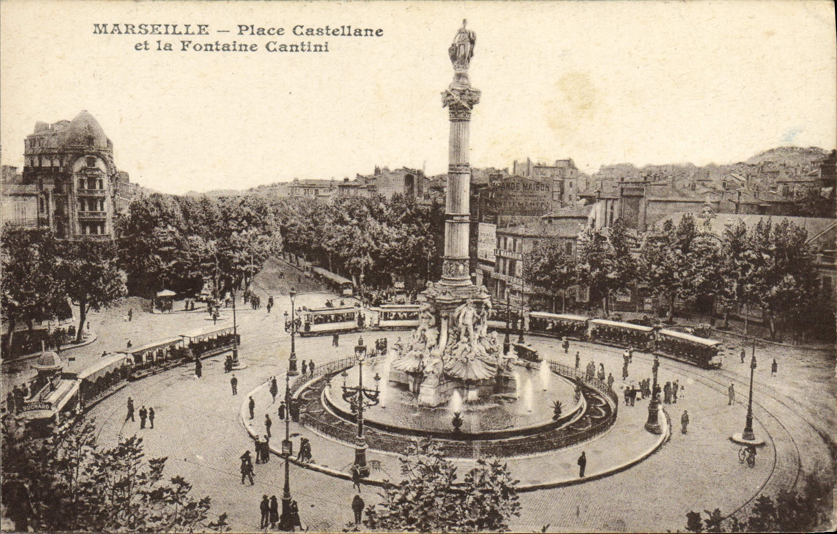 CPA Marseille Place Castellane et la Fontaine Cantini
