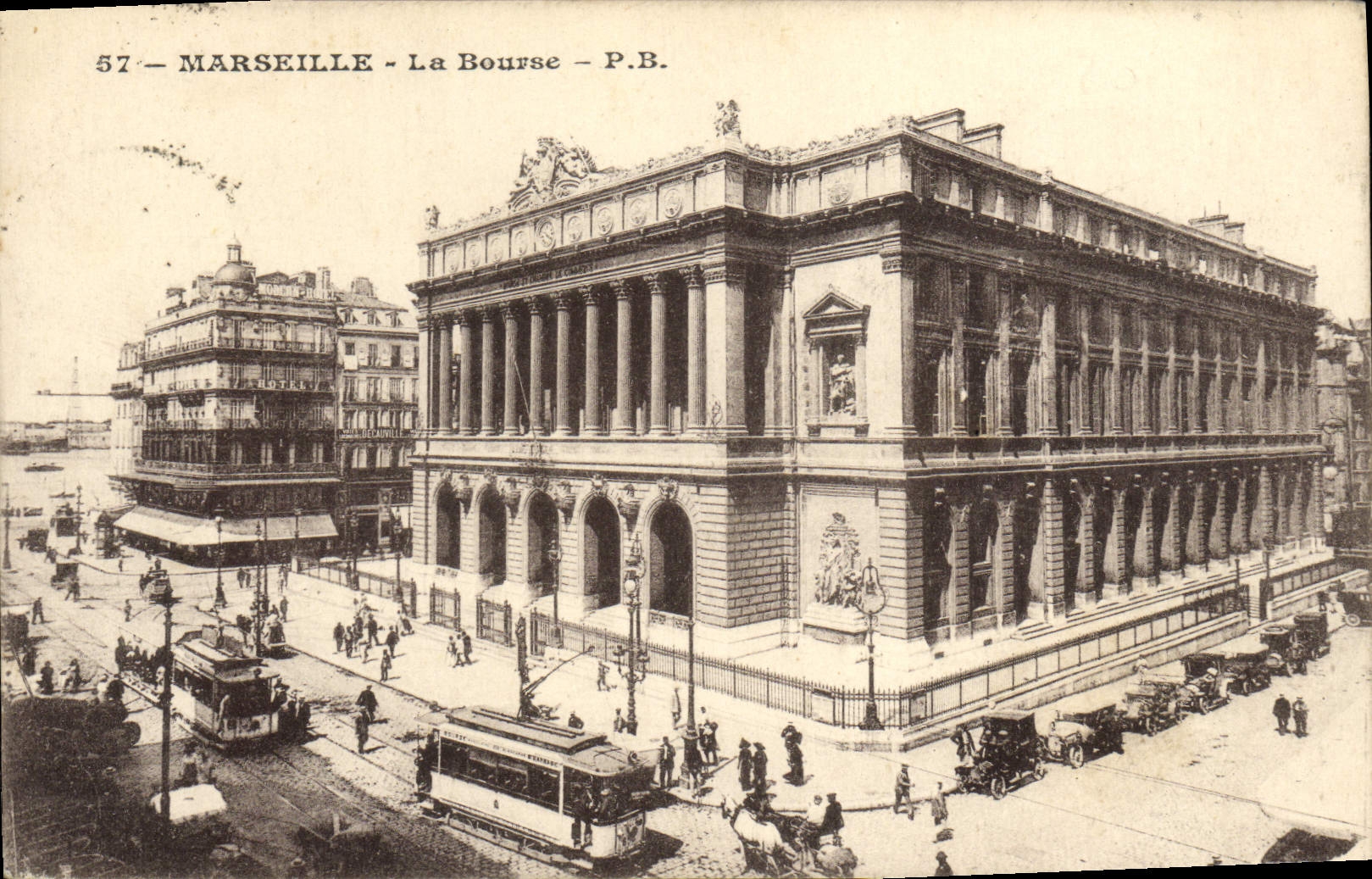 CPA Marseille La Bourse Tramways 