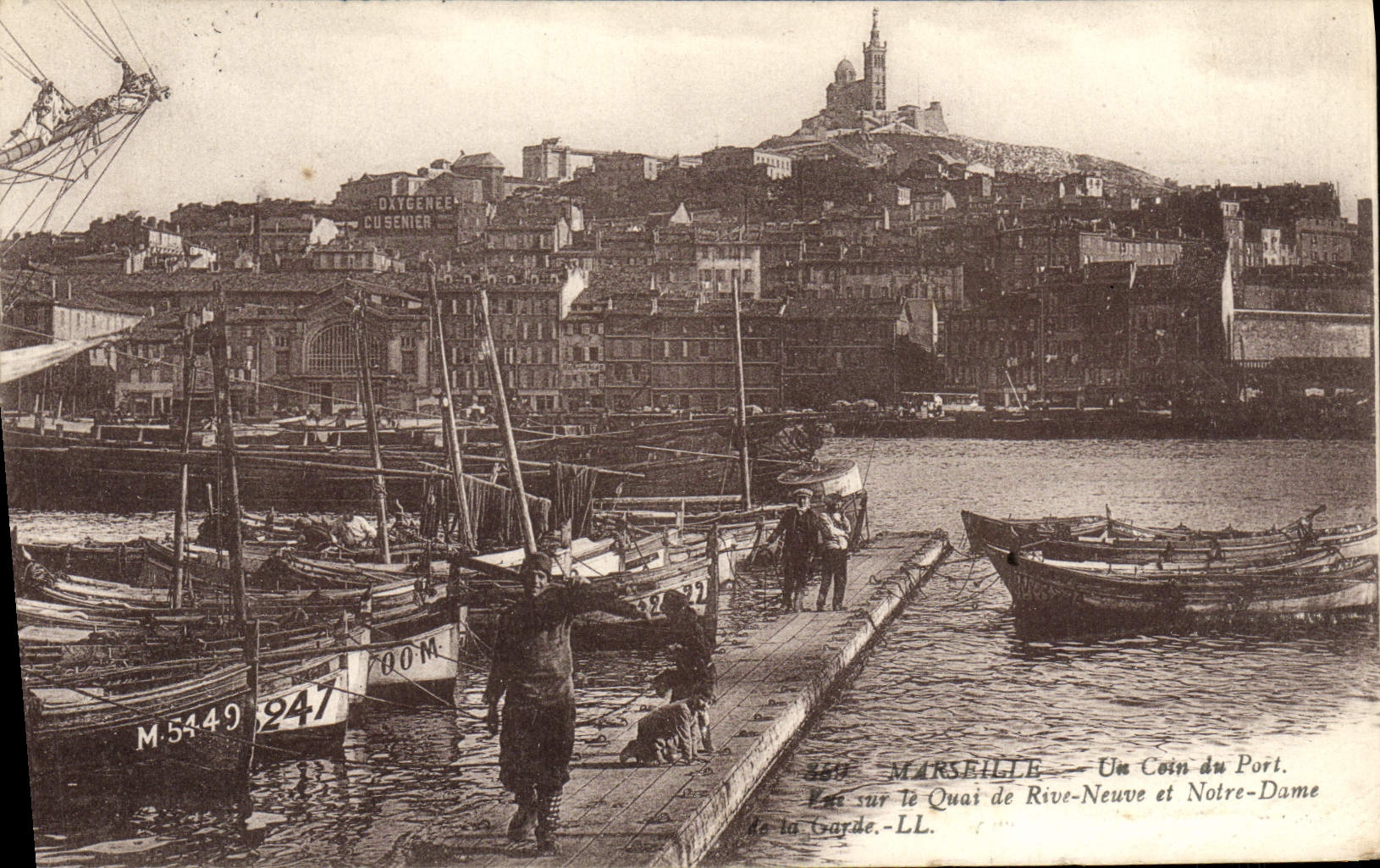 POSTAL Marsella de la VENDIMIA una esquina del barco portuario
