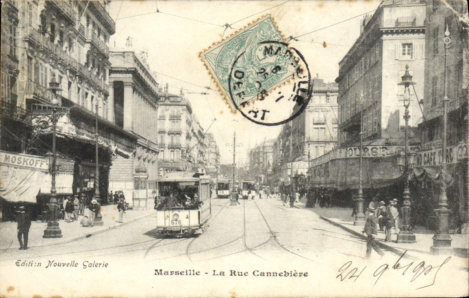 CPA Marseille La rue Cannebiere Tramway Moskoff