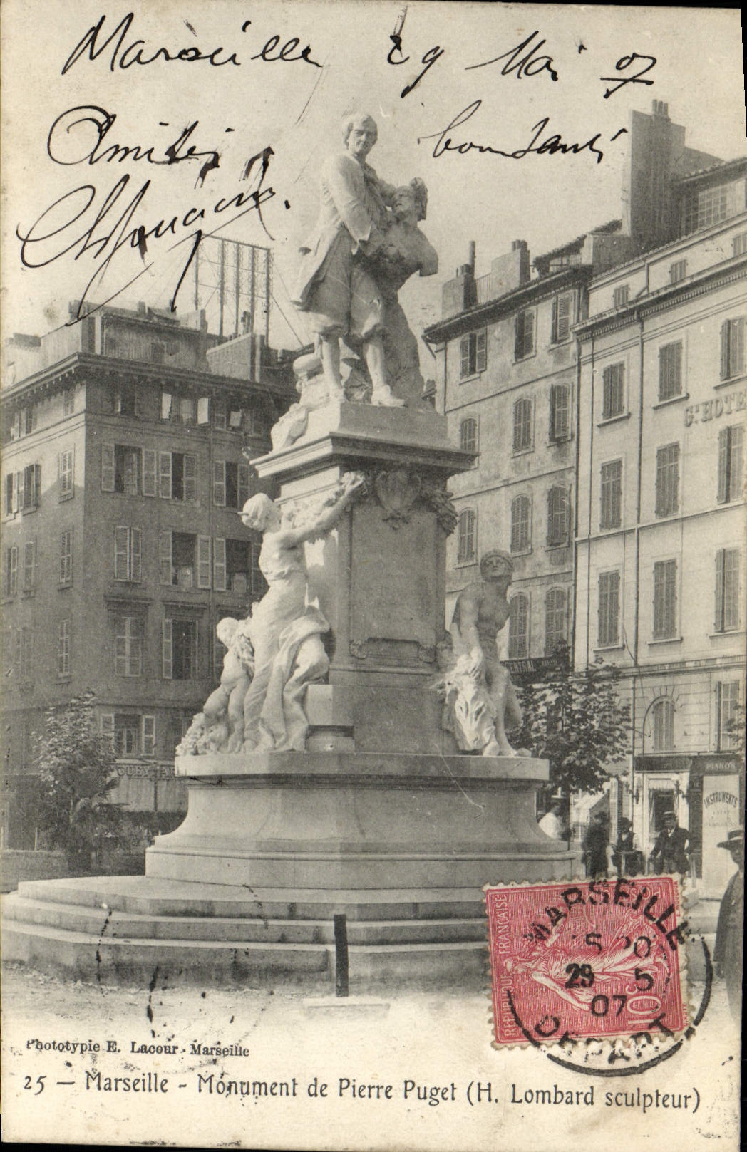 CPA Marseille Monument de Pierre Puget