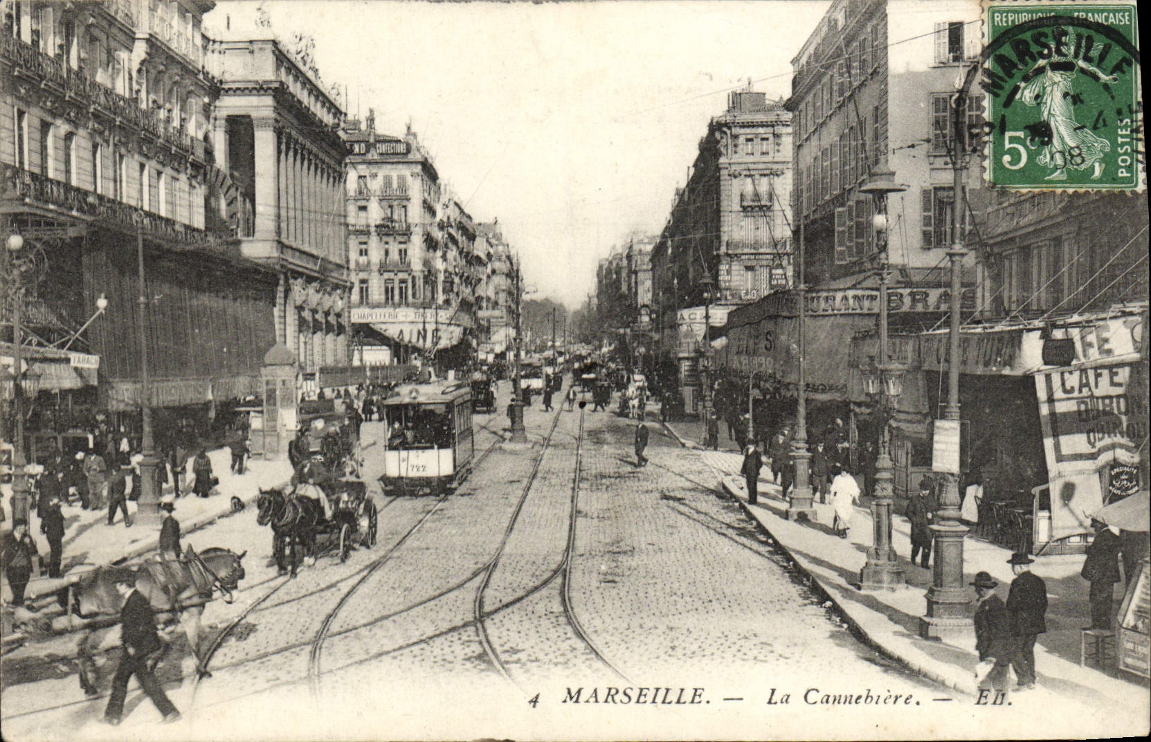 CPA Marseille La Cannebiere Tramway