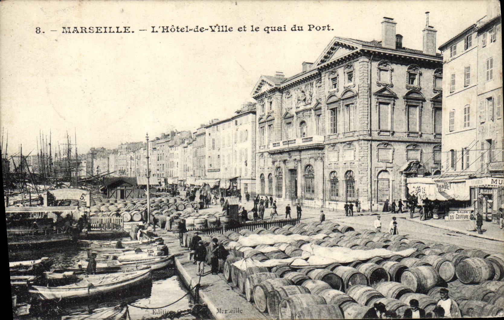 CPA Marseille L'Hotel de ville et le quai du port