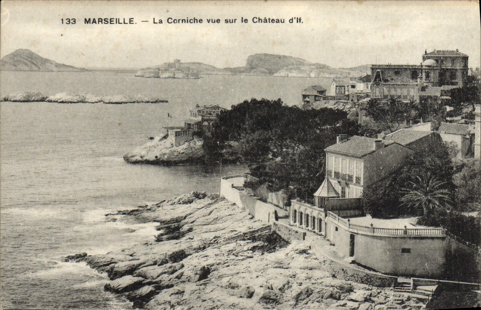 POSTAL Marsella de la VENDIMIA la cornisa vista en el castillo del tejo