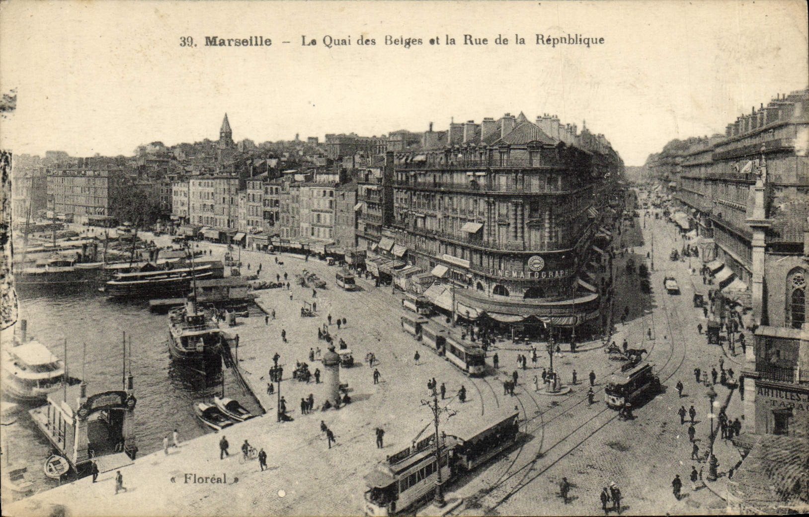 CPA Marseille Le quai des Belges et la rue de la Republique