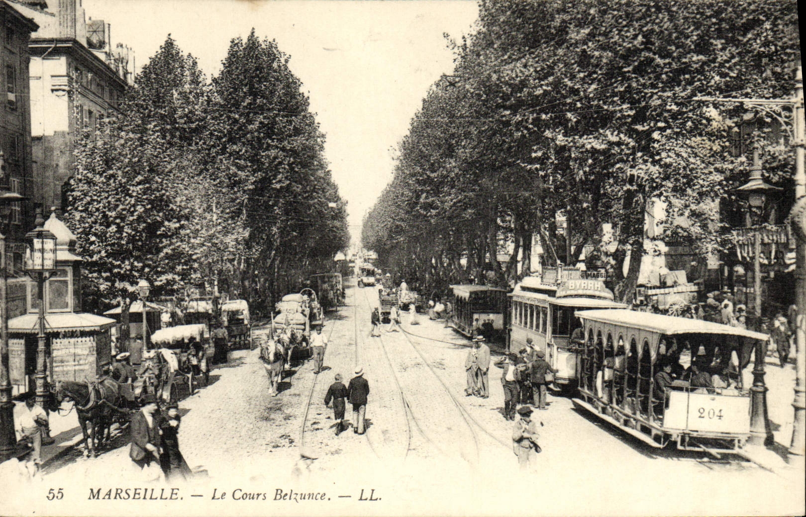 CPA Marseille Le Cours Belzunce Tramway