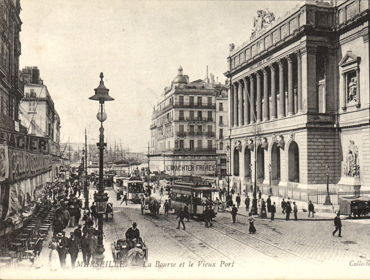 CPA Marseille La bourse et le vieux port Tramways