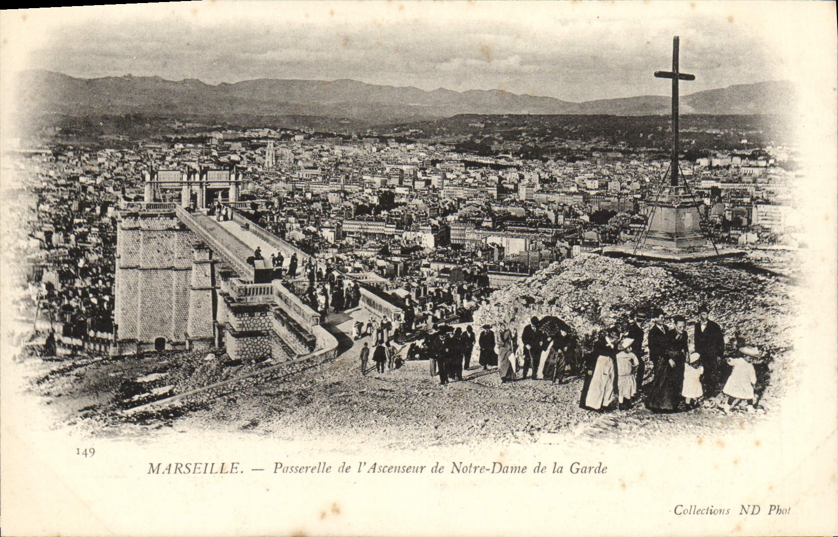 CPA Marseille Passerelle de l'ascenseur de notre dame de la garde