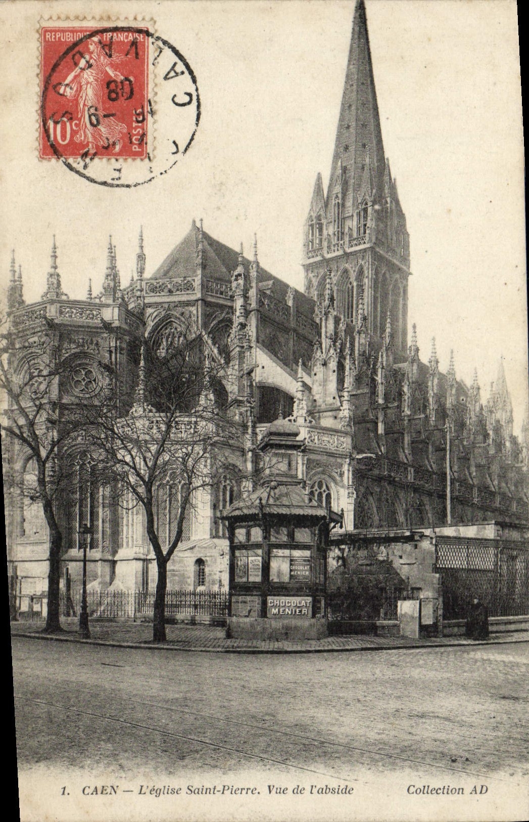 VINTAGE POSTCARD Caen the Church Saint Pierre Seen of the Apse Publicity Menier chocolate