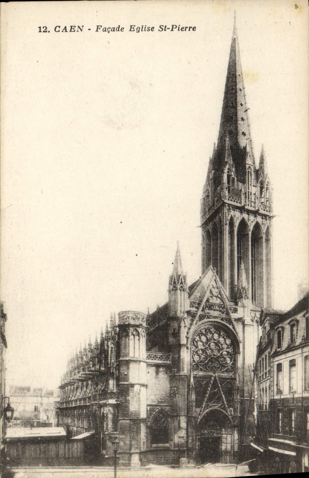 VINTAGE POSTCARD Caen Frontage the Church Saint Pierre