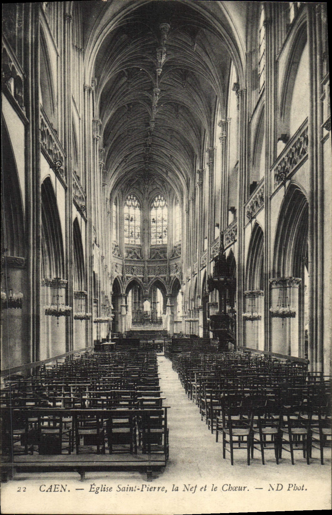 VINTAGE POSTCARD Caen the Bell-tower Saint Pierre the Nave and Chorus
