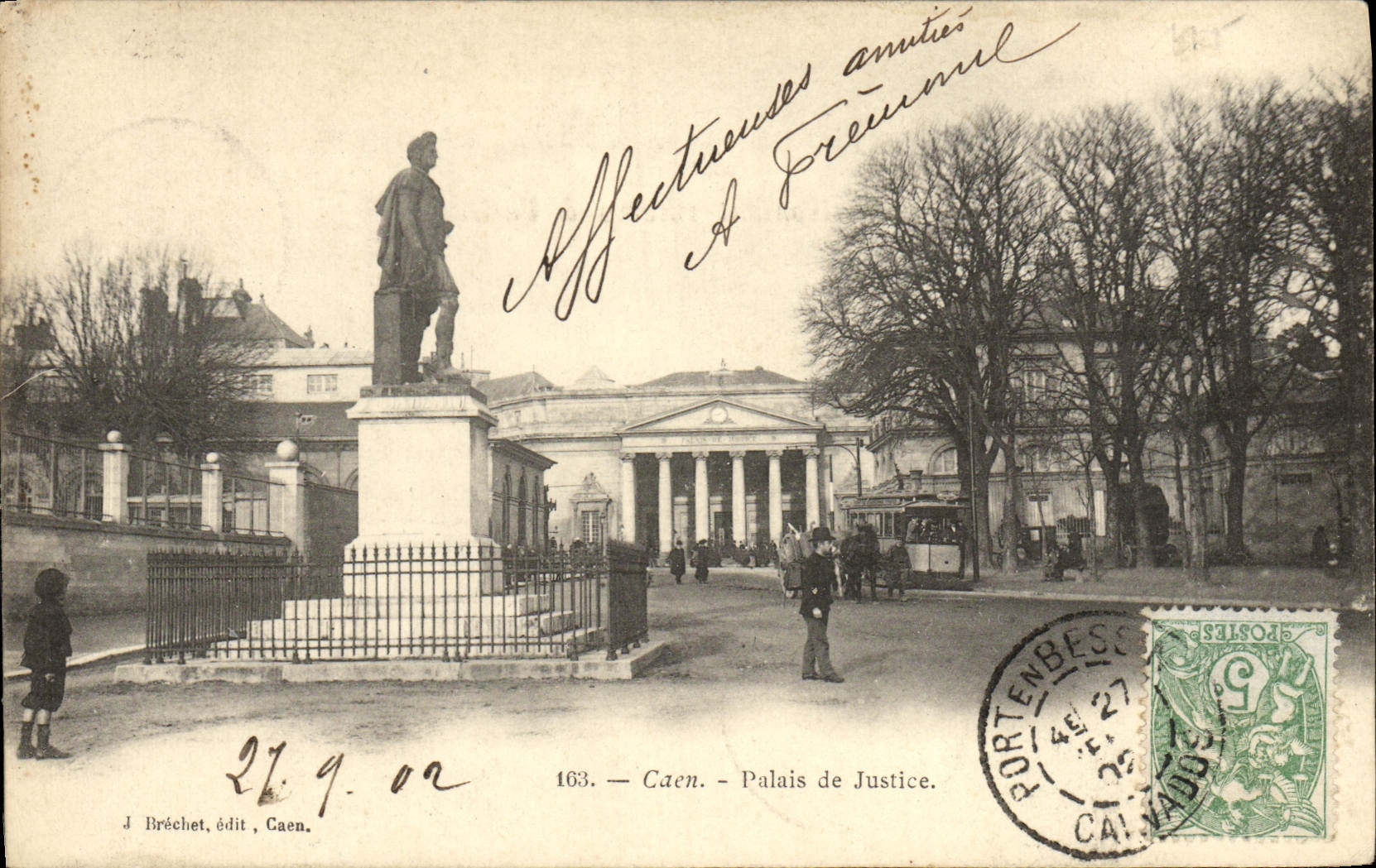 CPA Caen Le Palais du Justice Tramway