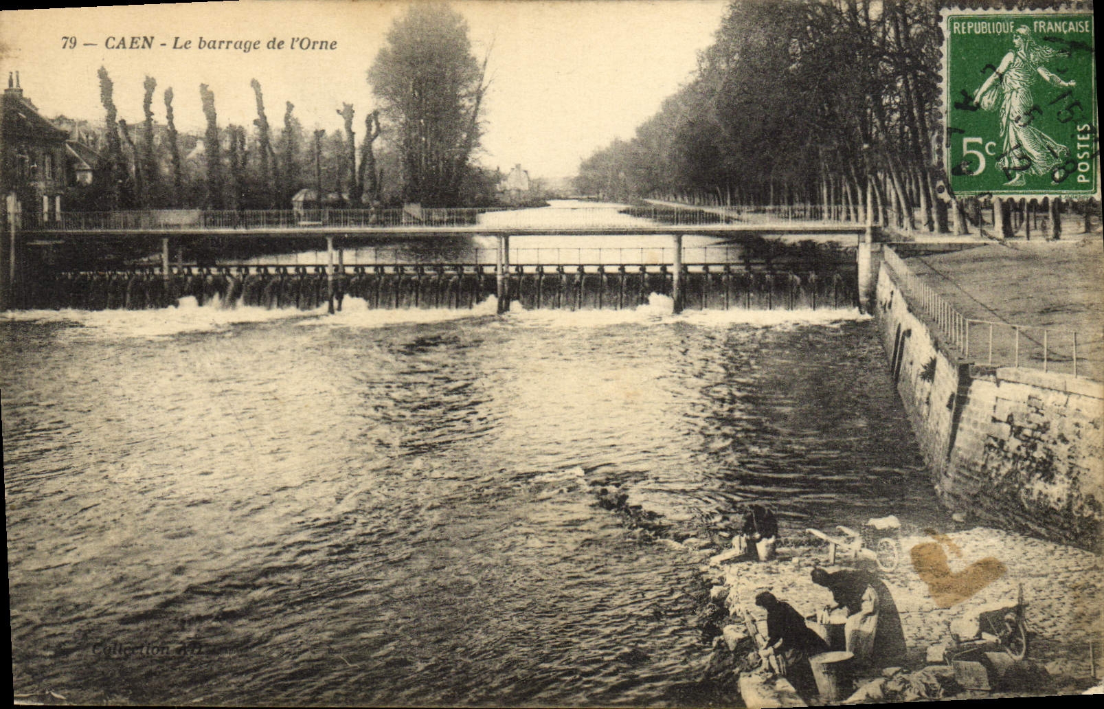 CPA Caen Le Barrage de L'Orne Lavandieres 