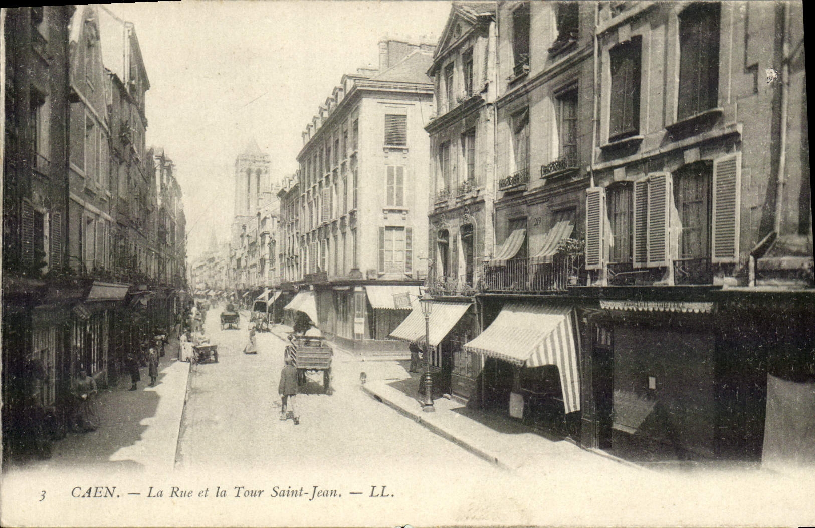 POSTAL Caen de la VENDIMIA la calle y la torre Jean Saint