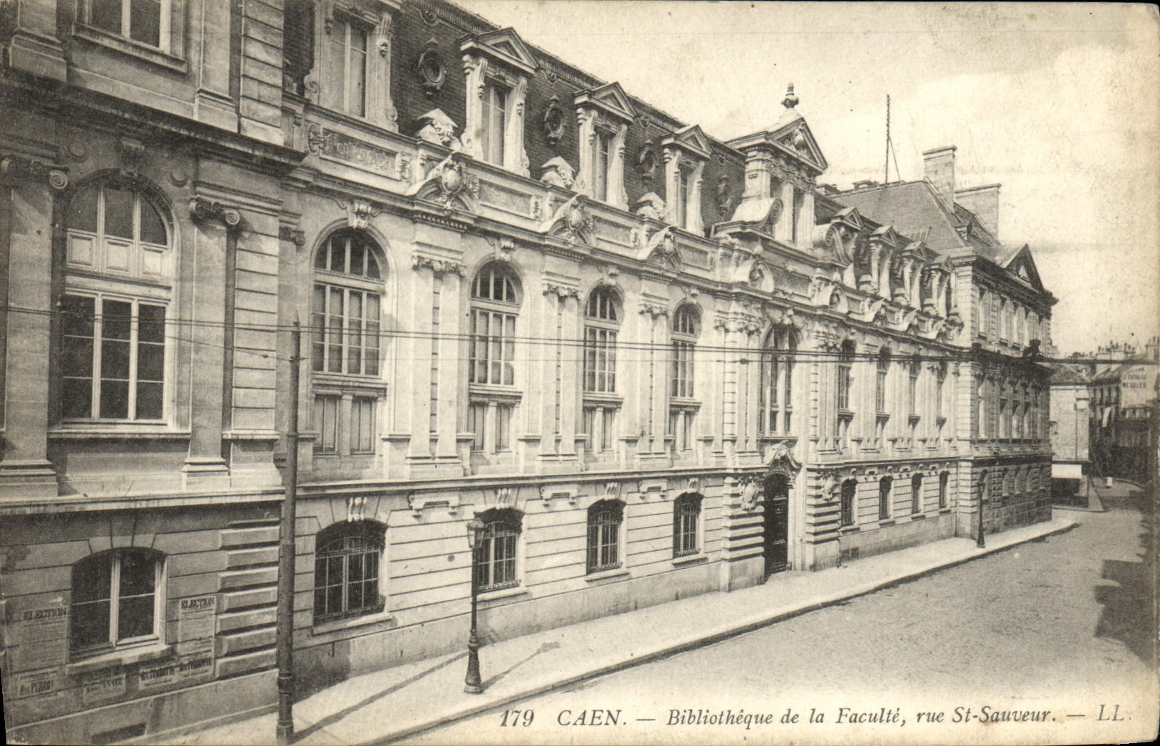 Biblioteca de Caen de la POSTAL de la VENDIMIA del ahorrador del St de la calle de la facultad