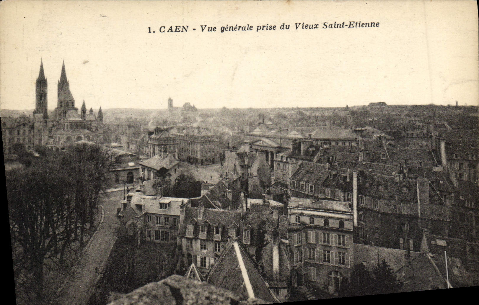 CPA Caen Vue Prise du Vieux Saint Etienne