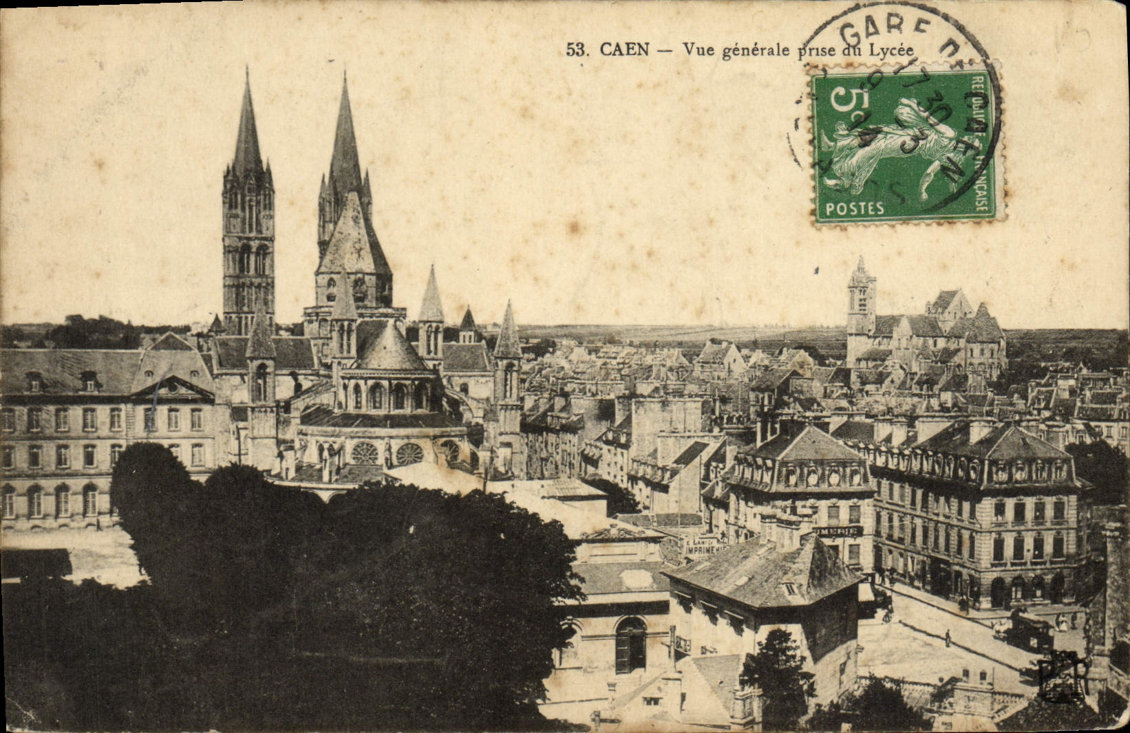 CPA Caen Vue Generale Prise du Lycee