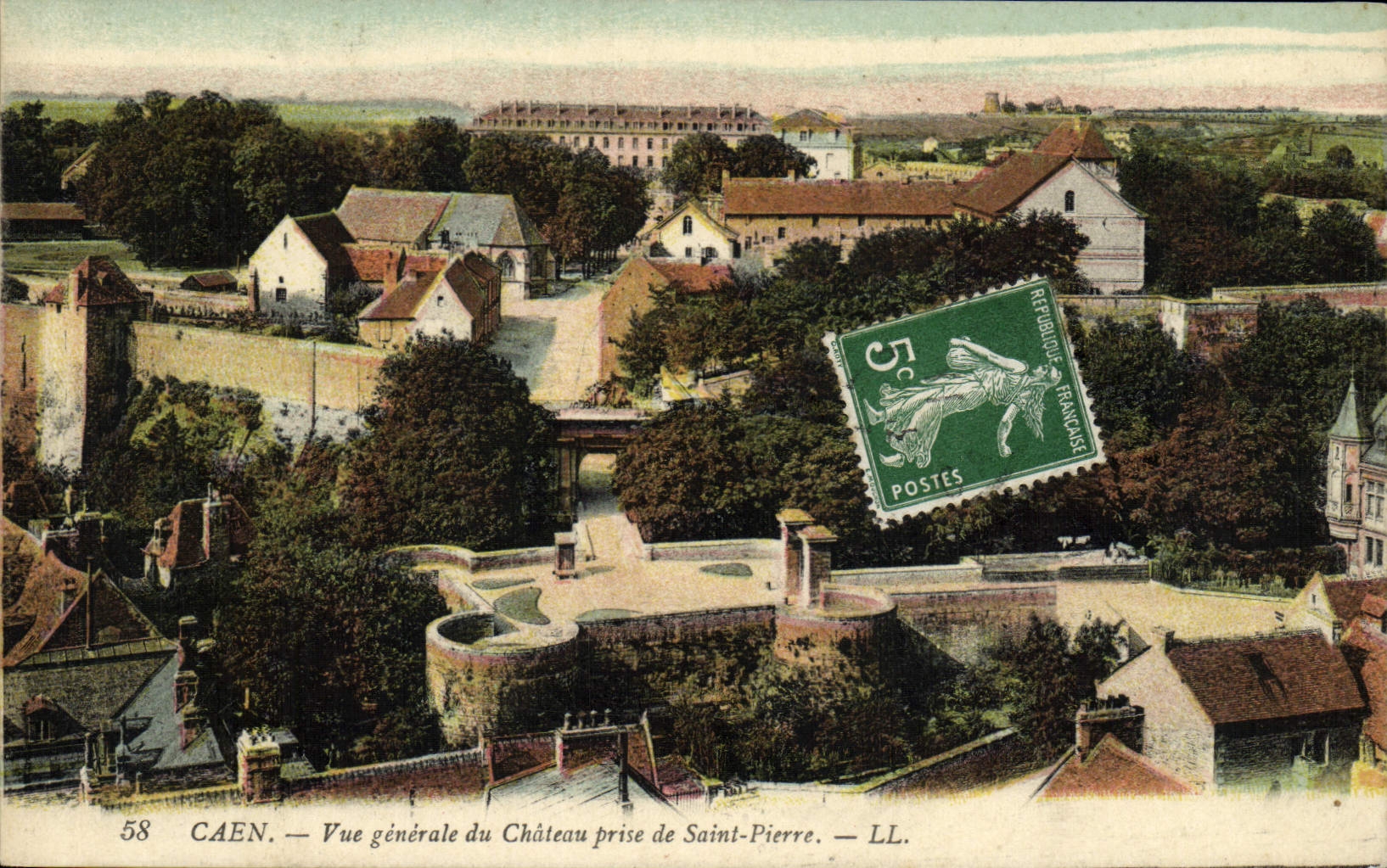 Opinión de Caen de la POSTAL de la VENDIMIA del castillo tomado de Saint Pierre