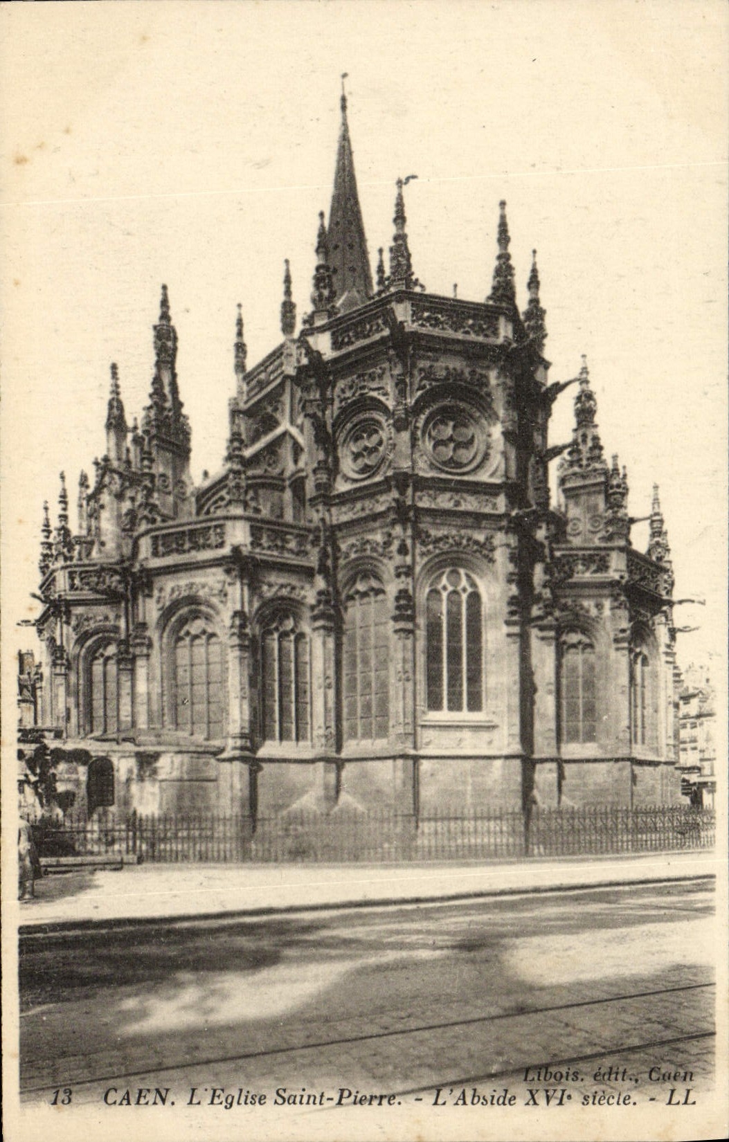 POSTAL Caen de la VENDIMIA el Saint Pierre de la iglesia el siglo de XVl E del Apse