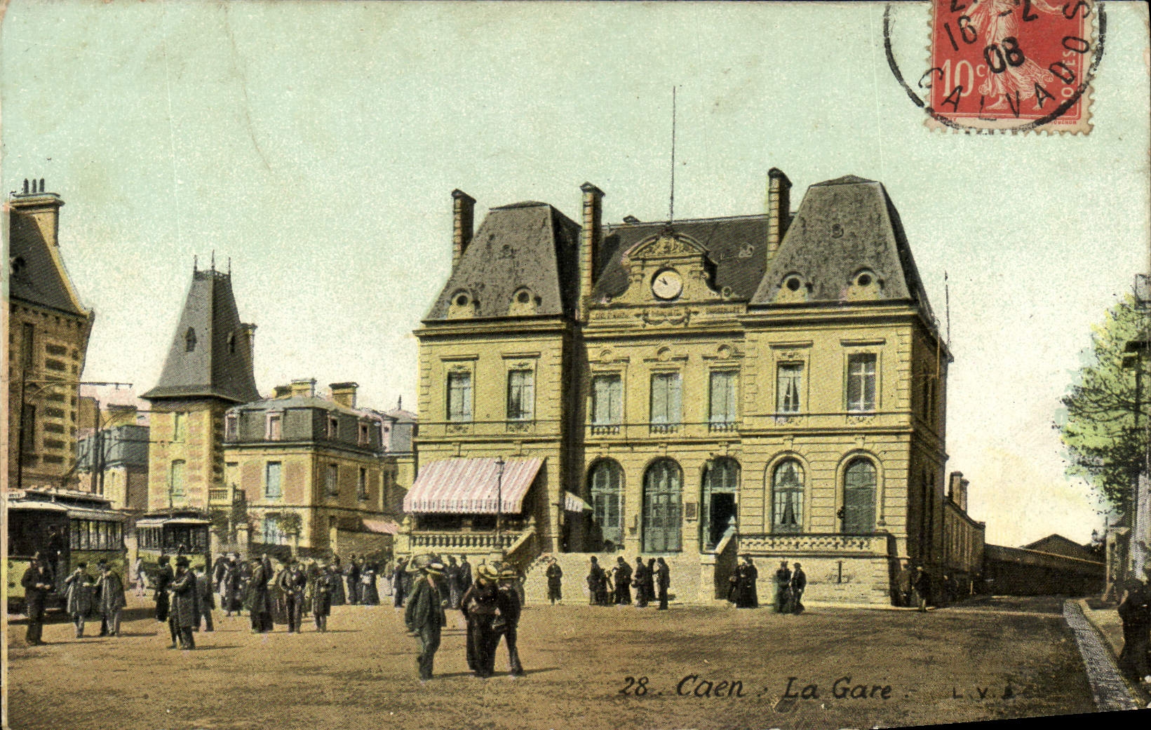 VINTAGE POSTCARD Caen Train station