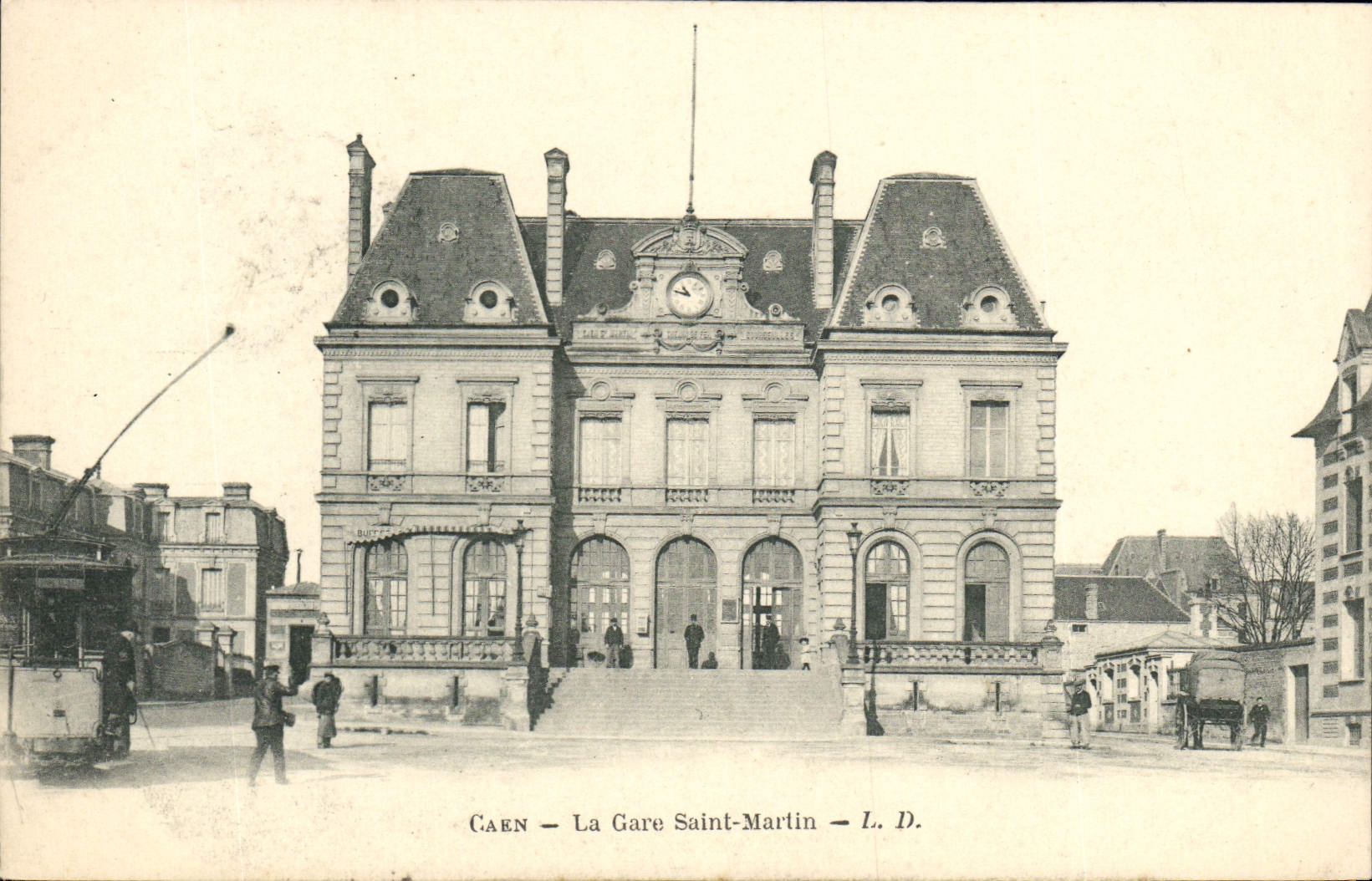 VINTAGE POSTCARD Caen Train station Holy Martin