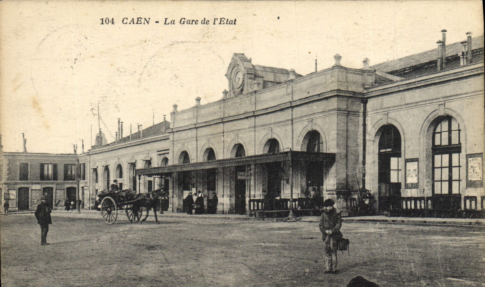 VINTAGE POSTCARD Caen Train station of the State