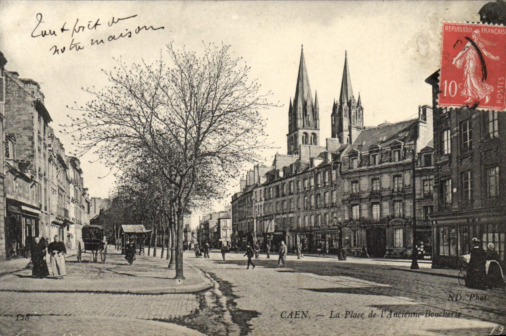 POSTAL Caen de la VENDIMIA el lugar de la carnicería vieja
