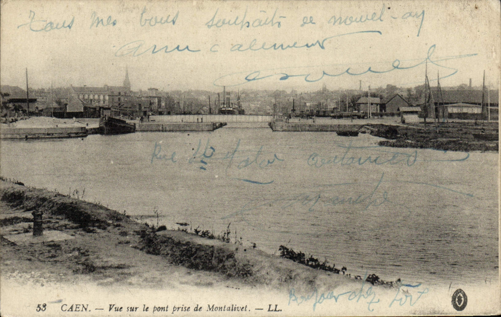 POSTAL Caen de la VENDIMIA vista en el puente tomado de Montalivet