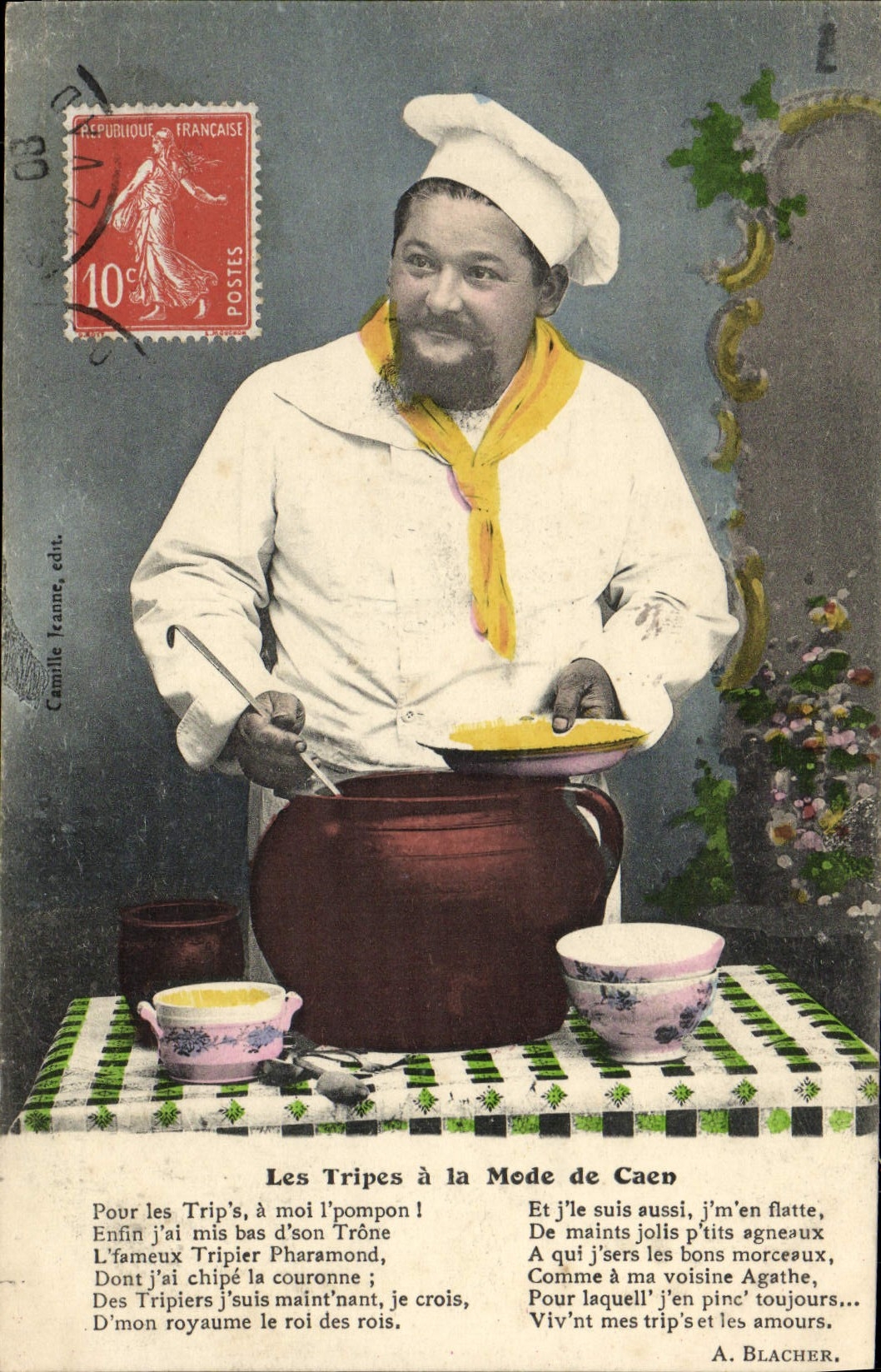 CPA Les Tripes a la Mode de Caen Folklore Costume Cuisinier