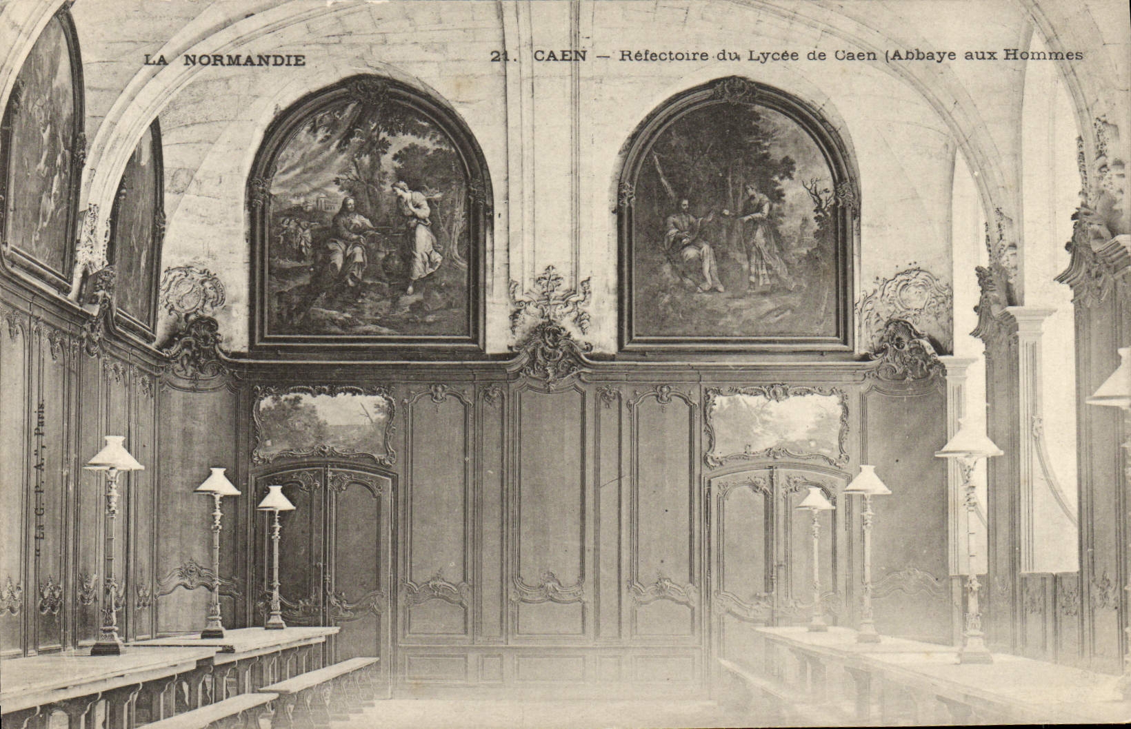 Refectorio de Caen de la POSTAL de la VENDIMIA de la universidad de la abadía de Caen a los hombres