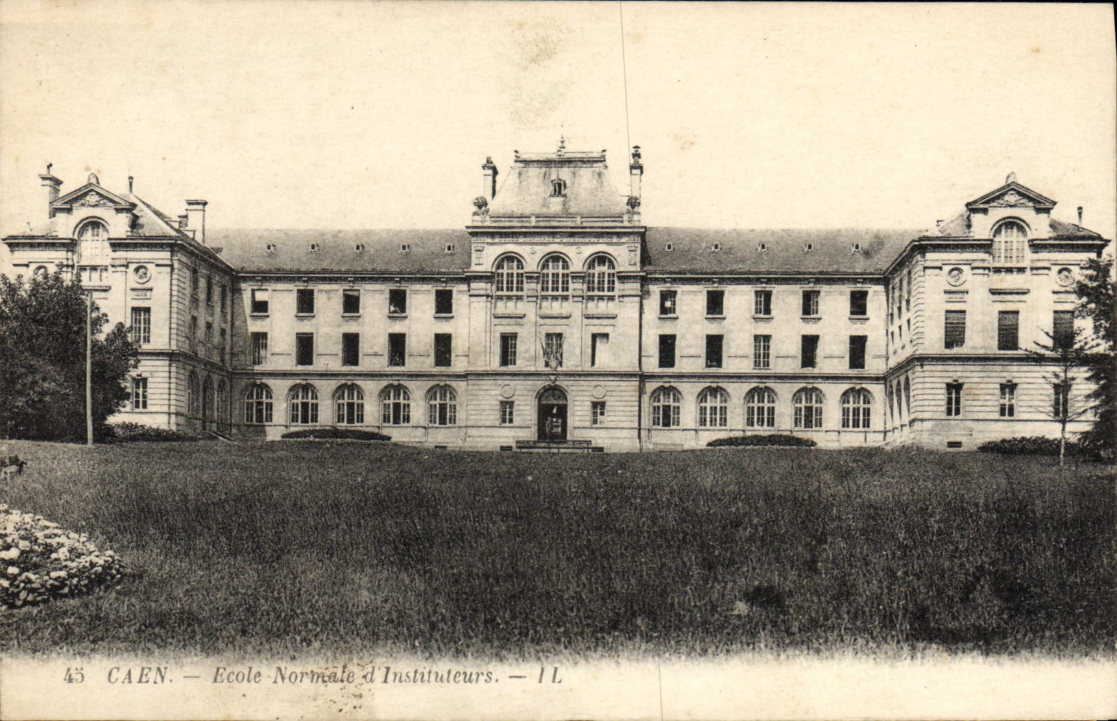 VINTAGE POSTCARD Caen Teacher training school Teachers