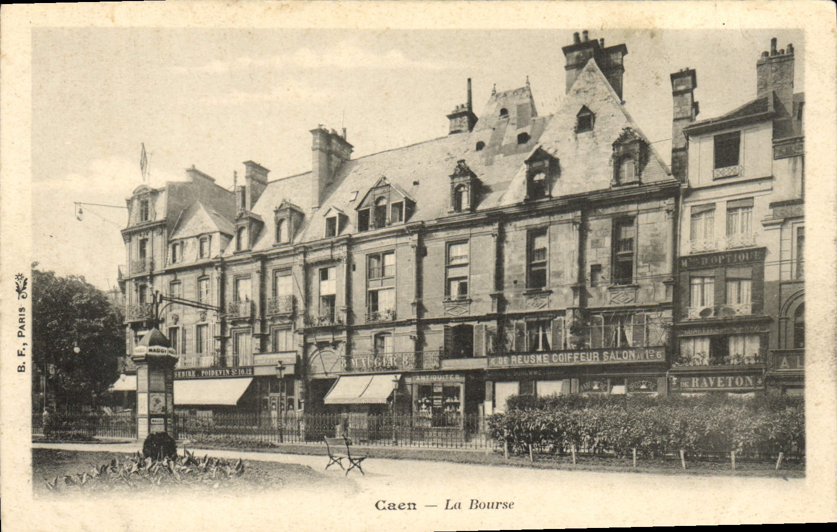 POSTAL Caen de la VENDIMIA el peluquero resumido de Raveton de la bolsa de acción