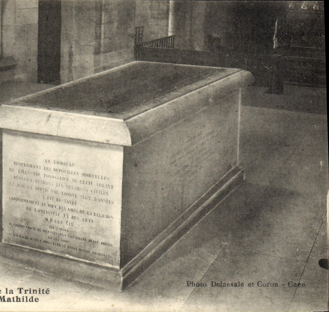 Iglesia de Caen de la POSTAL de la VENDIMIA de la trinidad la tumba de la reina de Matilde