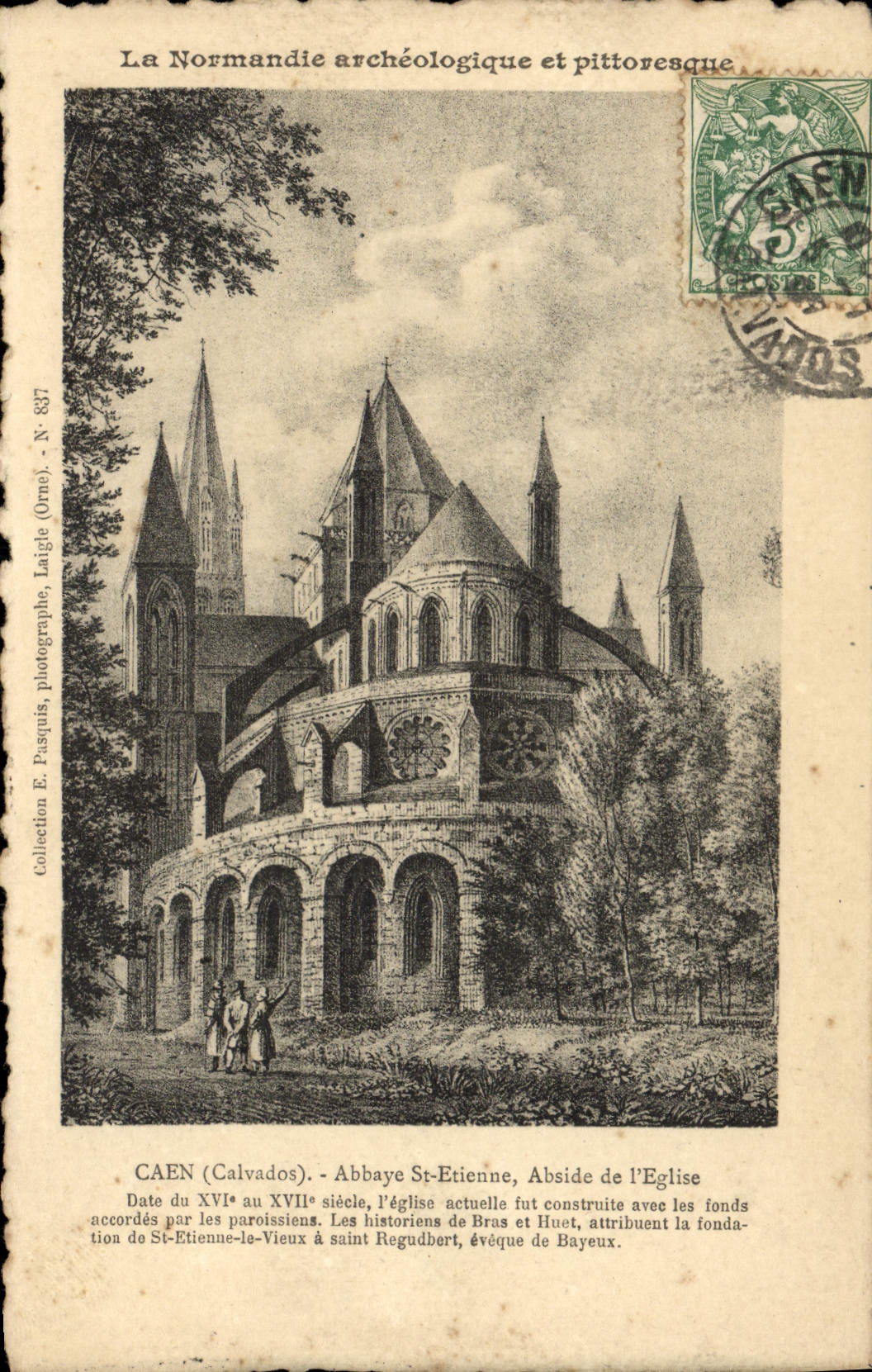 Apse de St. Etienne de la abadía de Caen de la POSTAL de la VENDIMIA de la iglesia
