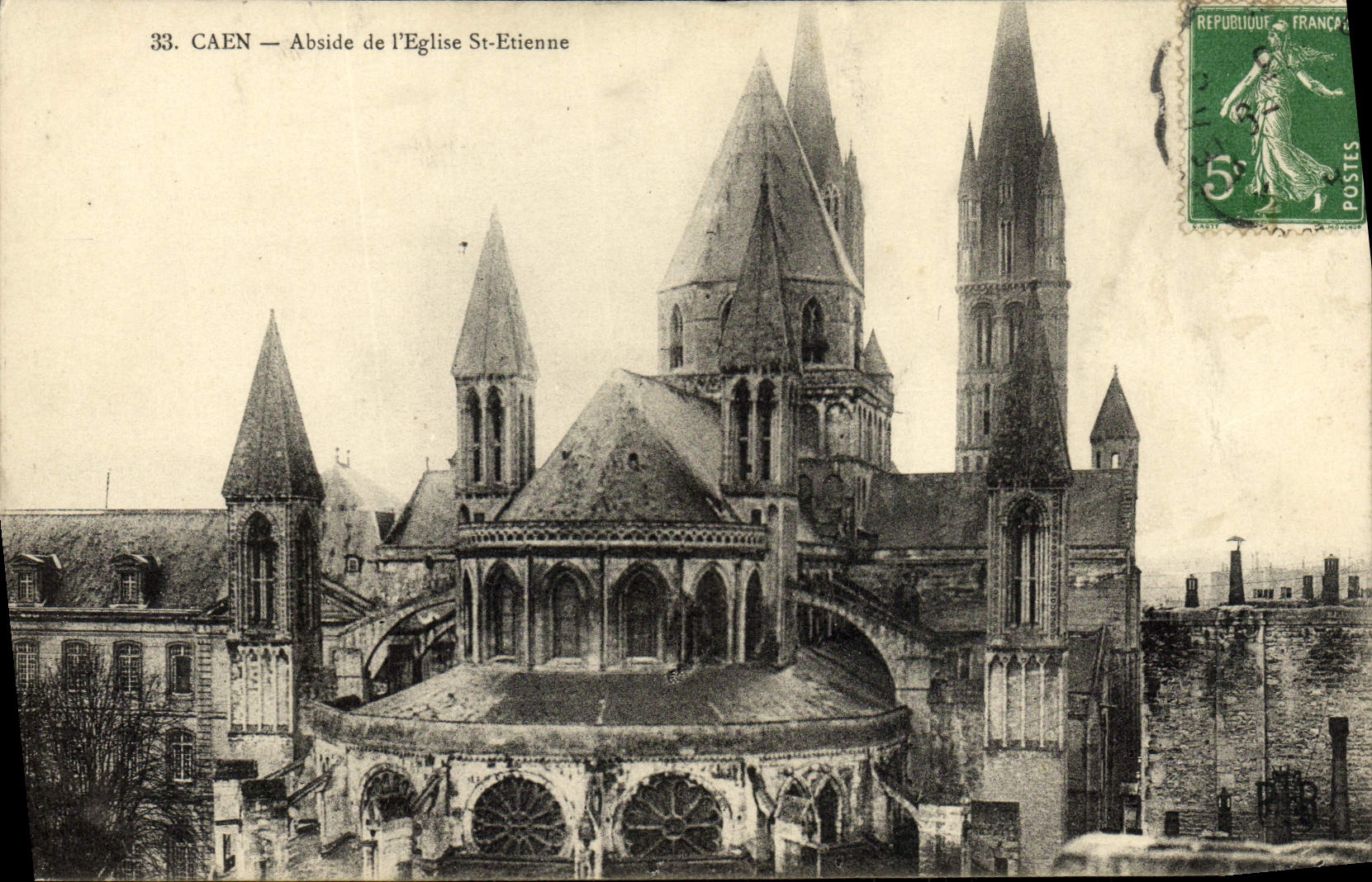 Apse de Caen de la POSTAL de la VENDIMIA de la iglesia St. Etienne
