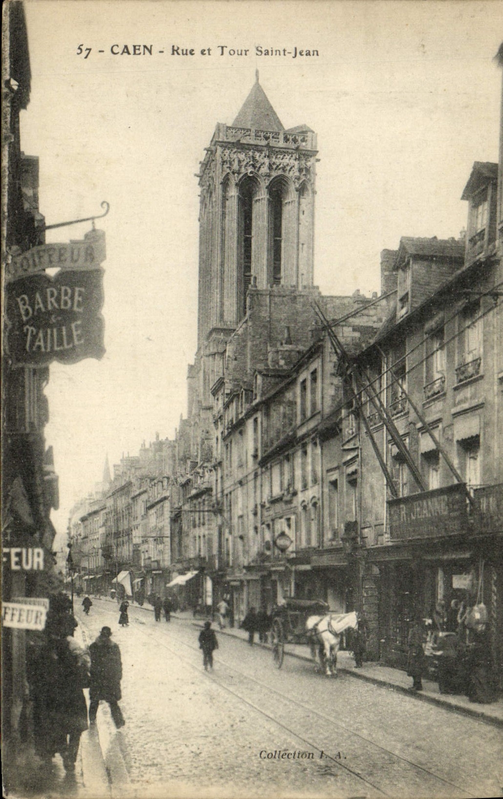 CPA Caen Rue et Tour Saint Jean Coiffeur Barbe Taillee