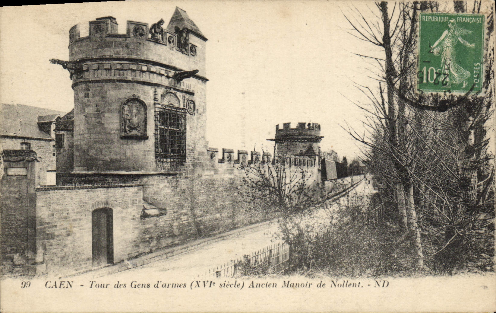Vuelta de Caen de la POSTAL de la VENDIMIA del señorío viejo de los soldados de Nollent