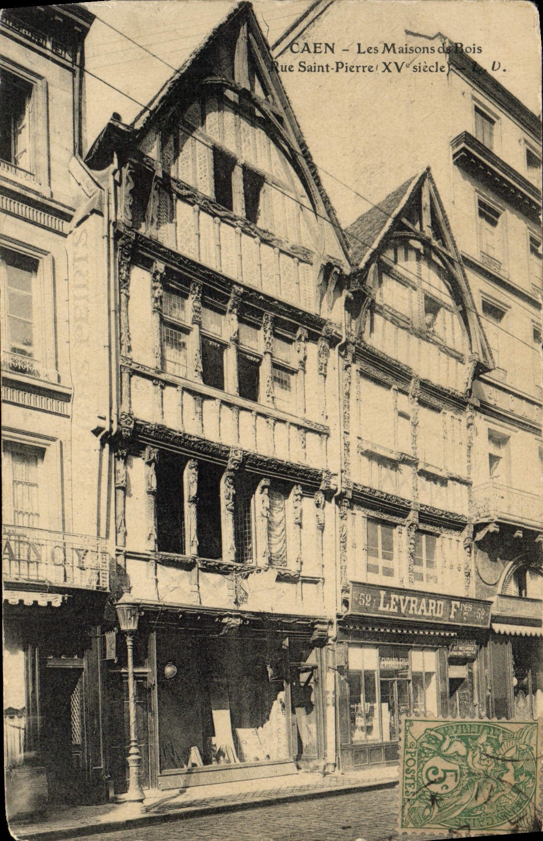 VINTAGE POSTCARD Caen Wood Houses Street Levrard Saint Pierre