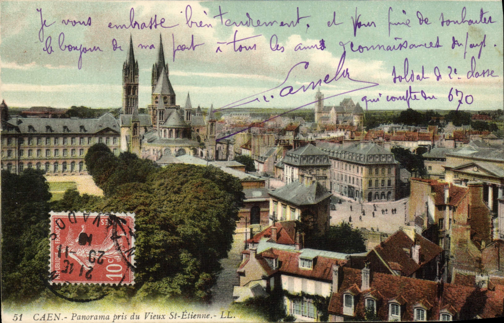 CPA Caen Panorama pris du Vieux St Etienne 