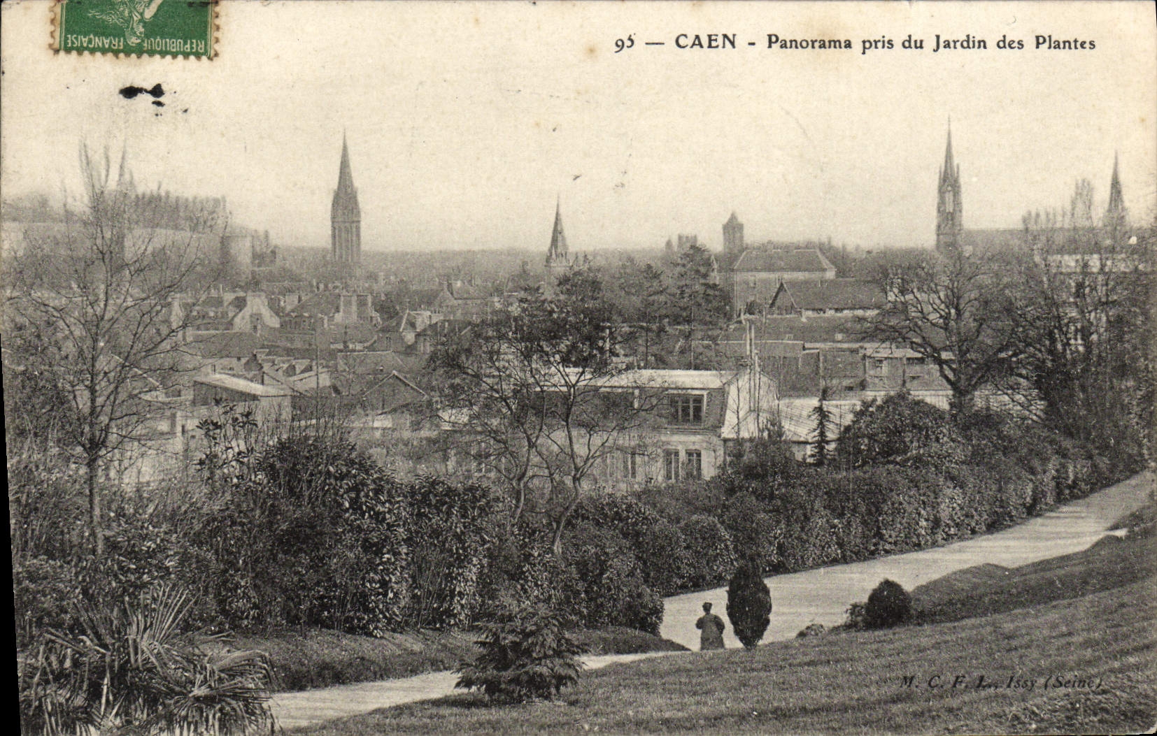 VINTAGE POSTCARD Caen Panorama taken of the Botanical garden