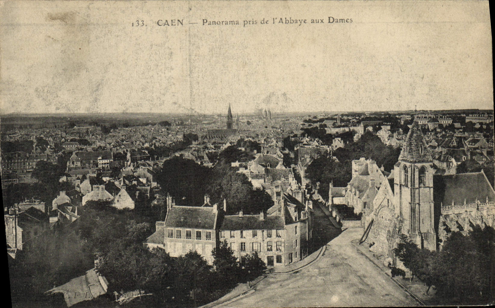 VINTAGE POSTCARD Caen Panorama taken of the Abbey to the Ladies