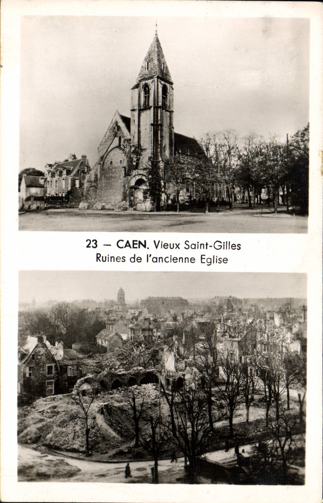 MODERN CARD Caen Old Holy Gilles Ruins of the old Militaria Church