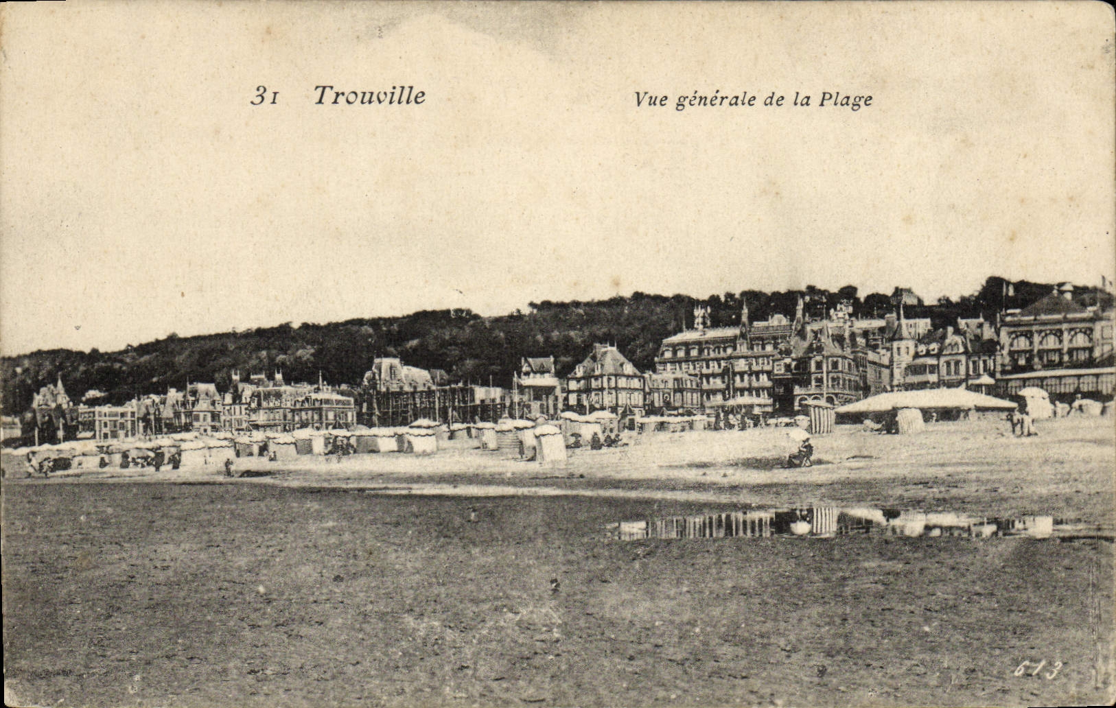 Opinión de Trouville de la POSTAL de la VENDIMIA de la playa