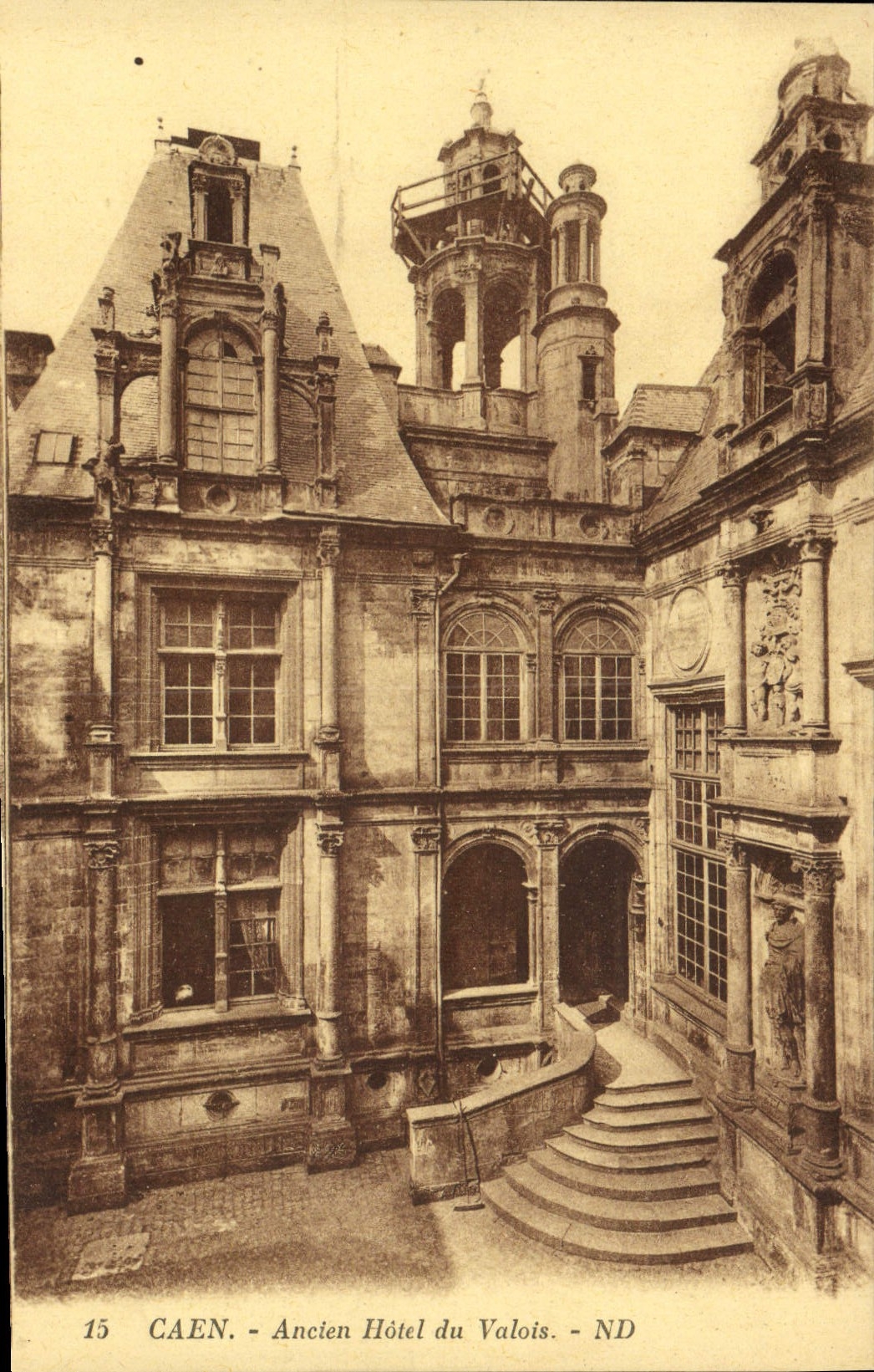VINTAGE POSTCARD Caen old hotel of the valois