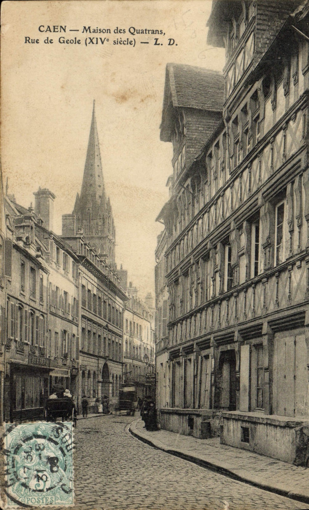 VINTAGE POSTCARD Caen House of the quatrans street of Jail