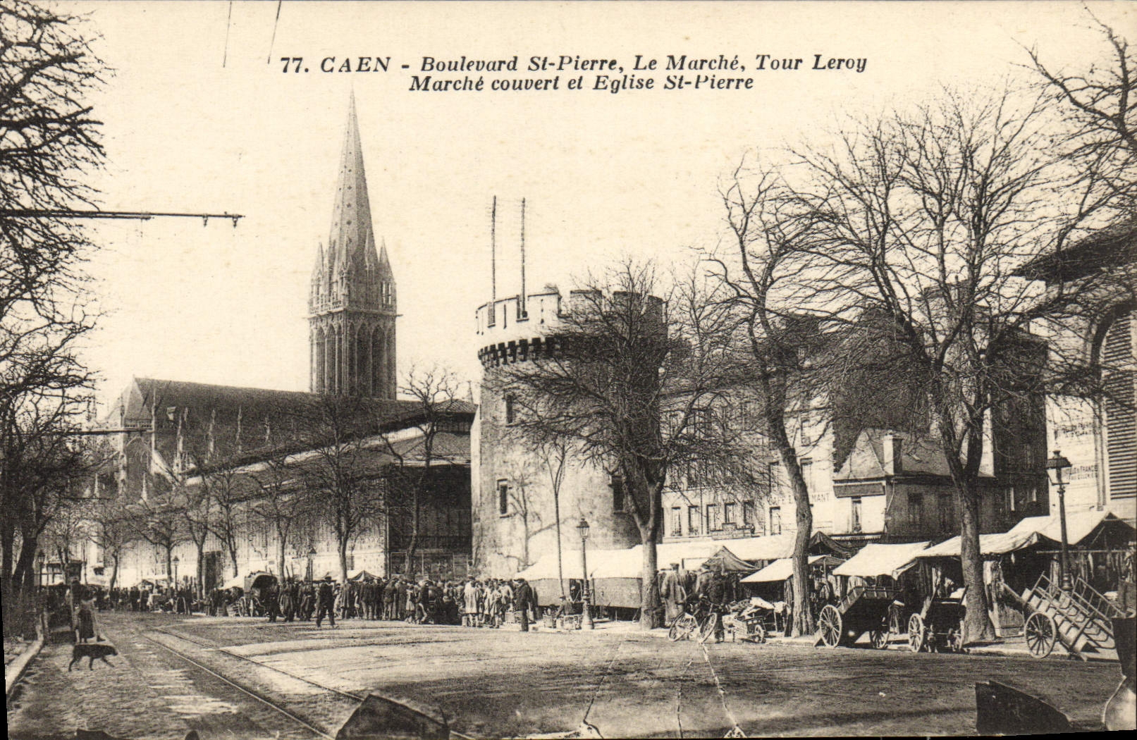 CPA Caen Boulevard st pierre le marche tour leroy