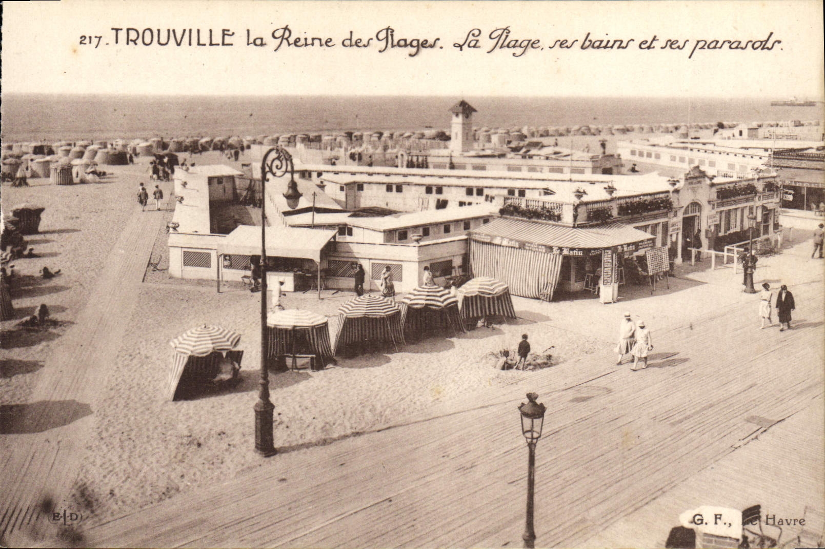 VINTAGE POSTCARD Trouville queen of the beaches the beach her baths and its parasols