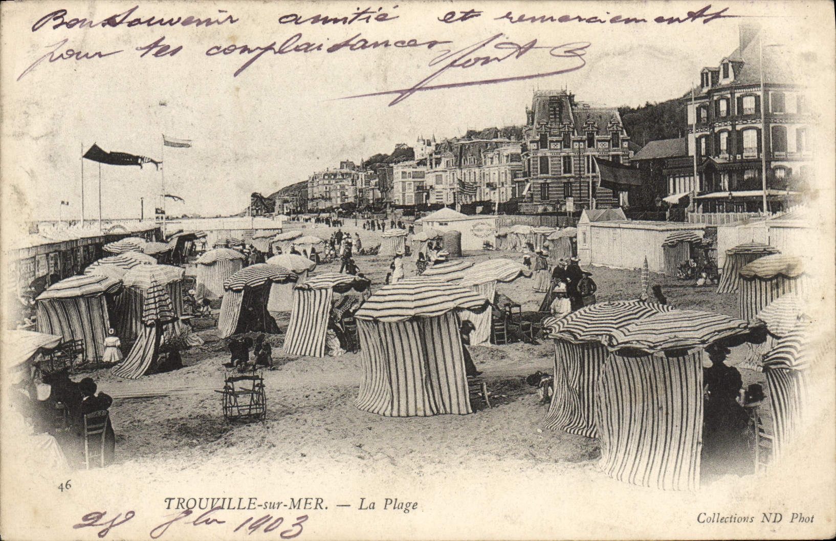 VINTAGE POSTCARD Trouville on sea the beach