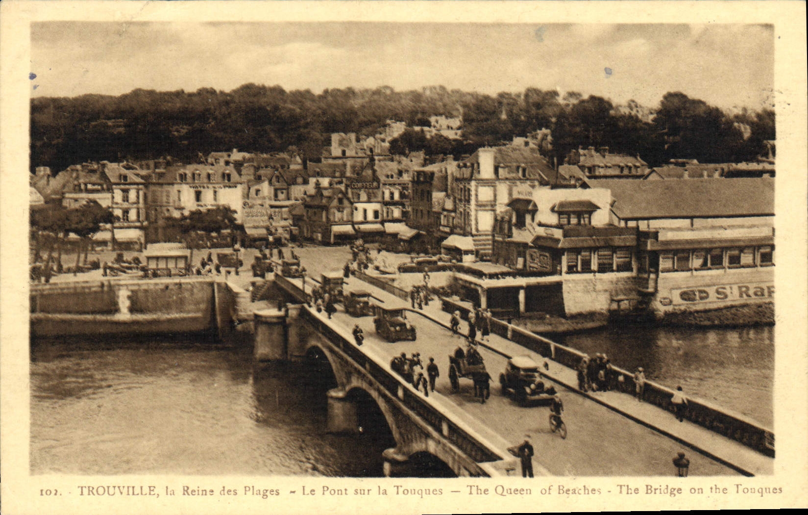 VINTAGE POSTCARD Trouville Queen of the beaches the bridge on the Drums
